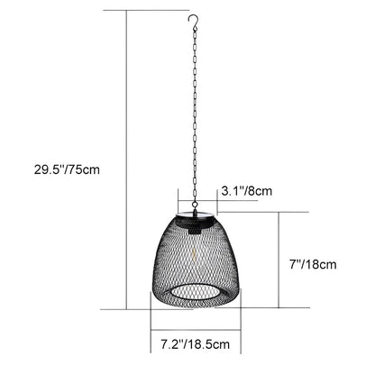 Havana Solar Outdoor Pendant Lantern, Bell Rattan Waterproof, Hanging Patio Light