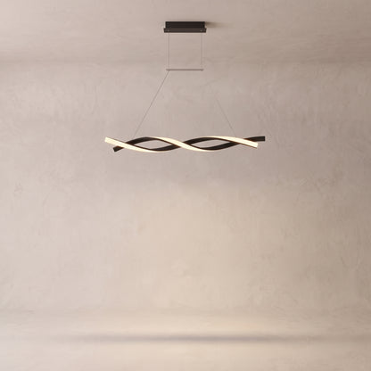 Ondine linear wave LED pendant on a grey studio background