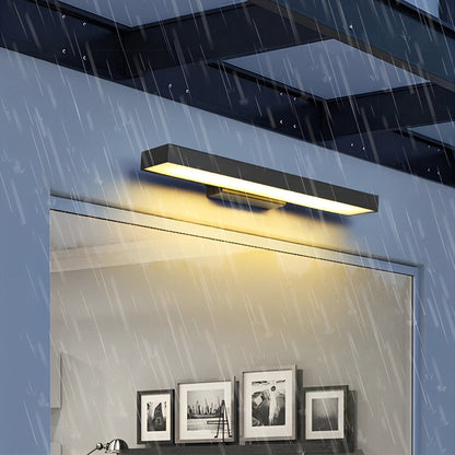 Ledger Outdoor Motion Sensor Wall Light, Linear LED, Black Rectangular, IP65 Waterproof