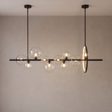 10-orb version of the Wren linear glass globe chandelier, close-up