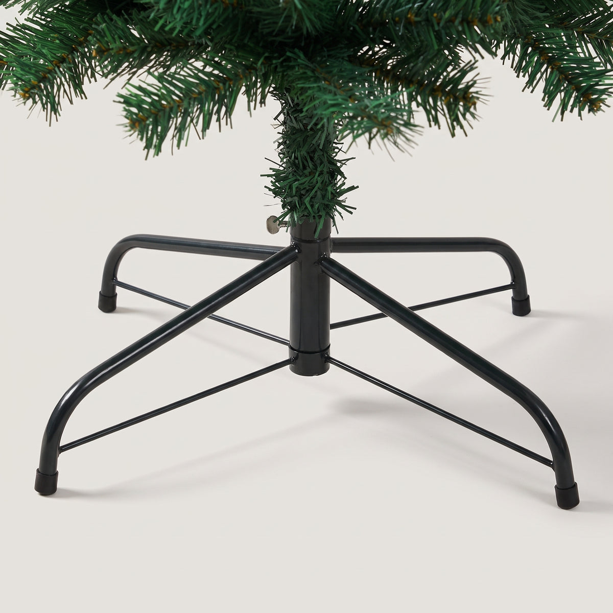 Close-up of the sturdy black folding metal tree stand